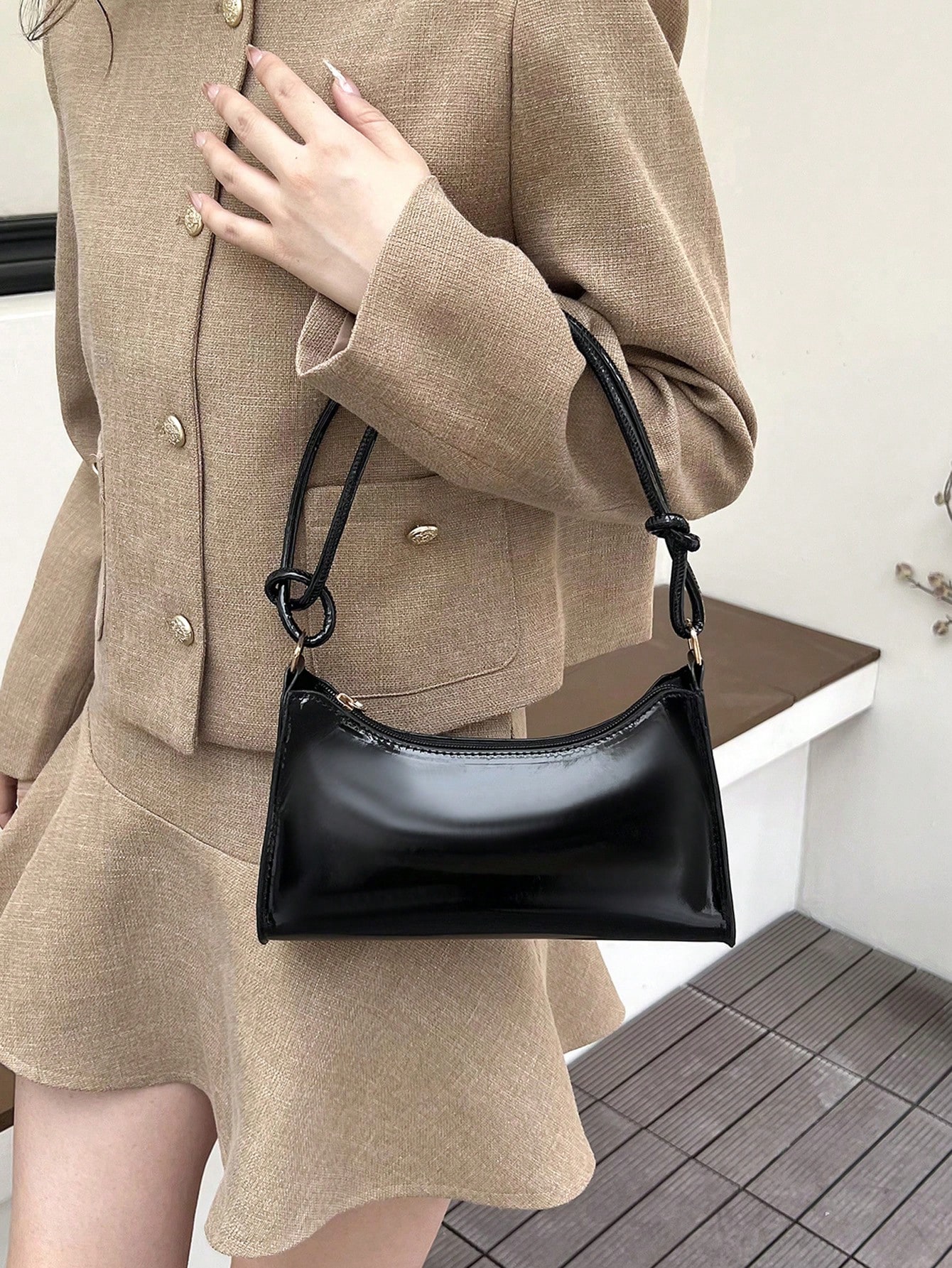 Однотонная минималистичная легкая роскошная сумка через плечо Hobo, черный