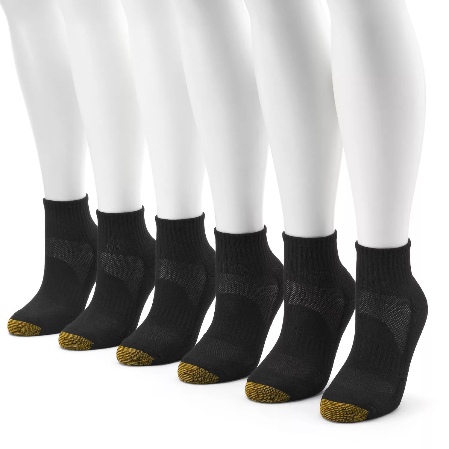 Женские спортивные носки GOLDTOE, 6 пар, на четверть подушки с полуподушкой GOLDTOE, черный