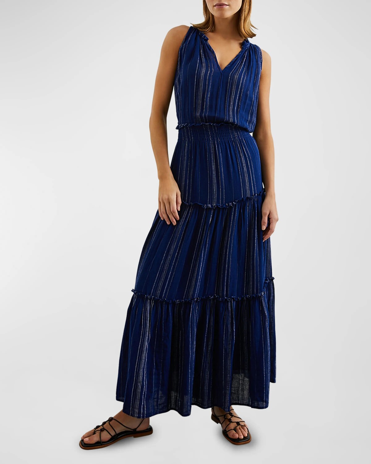 

Платье макси в металлическую полоску Loulou Rails, цвет Noja Stripe