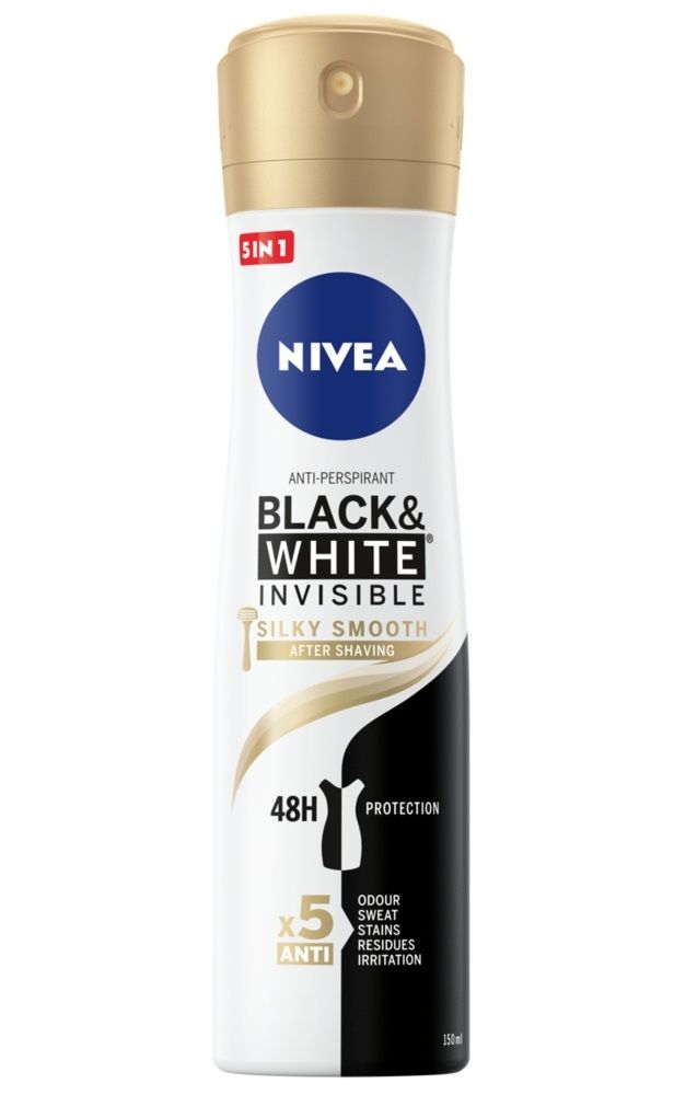 Nivea Black&White Invisible Silky Smooth антиперспирант для женщин, 150 ml цена и фото