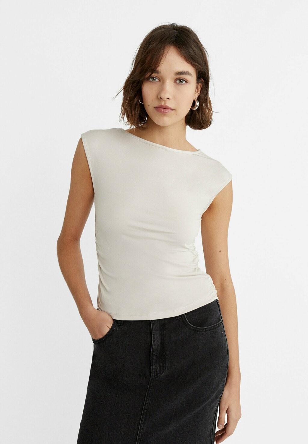 

Базовая футболка CAP SLEEVE Stradivarius, цвет stone