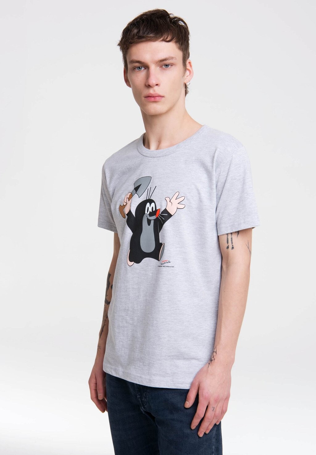 

Футболка с принтом LOGOSHIRT, серый меланж
