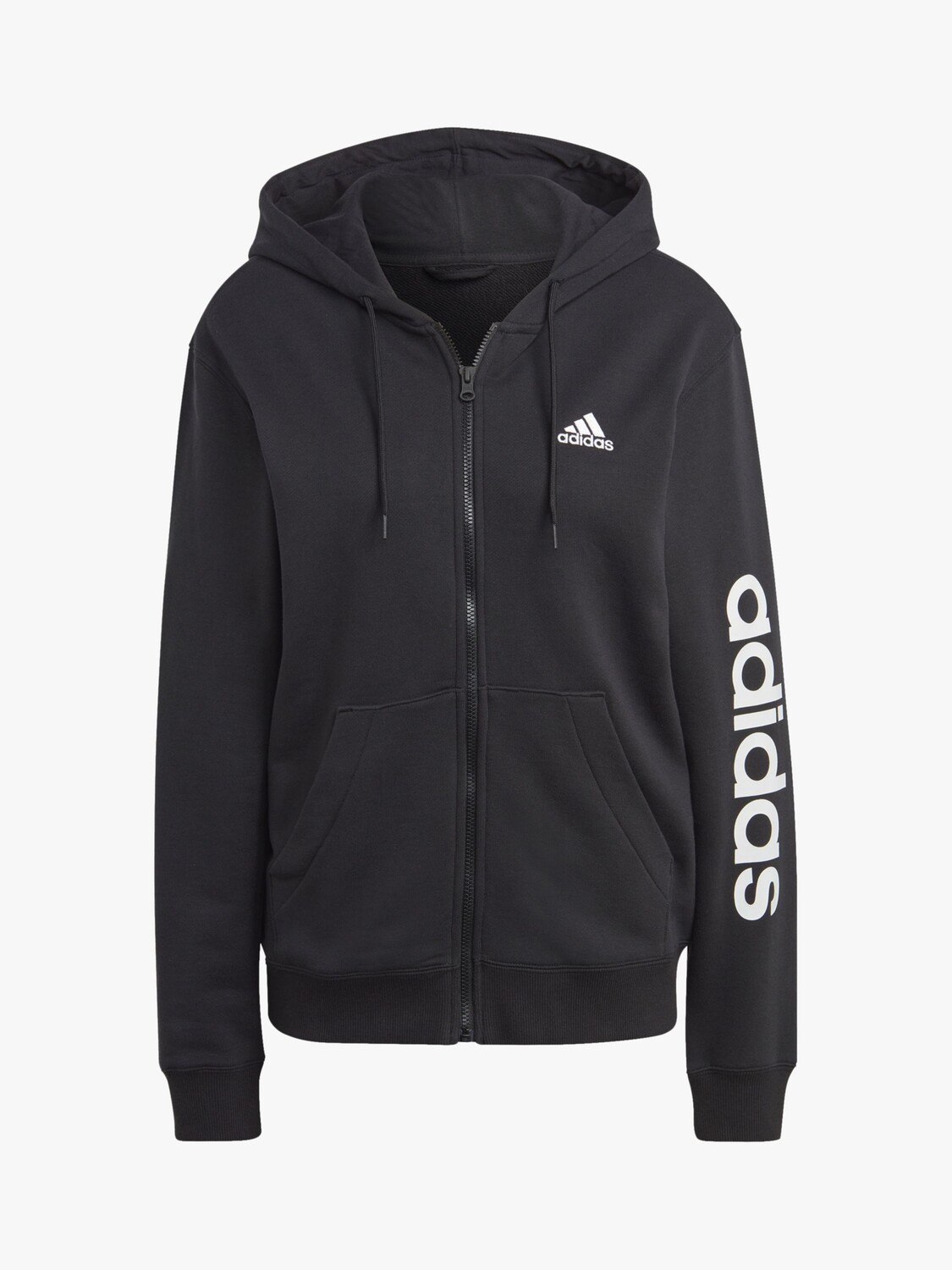 

Толстовка из френч терри с молнией во всю длину Essentials adidas, черно-белый, Черный