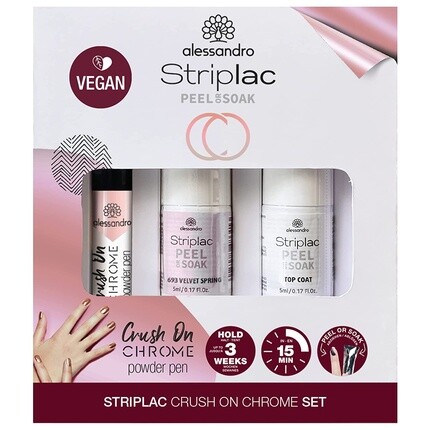 

Набор Striplac Peel Or Soak Ros Crush On Chrome — идеальные ногти за 15 минут, Alessandro