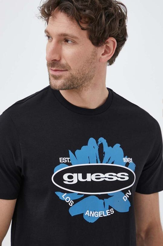 

Хлопковая футболка Guess, черный