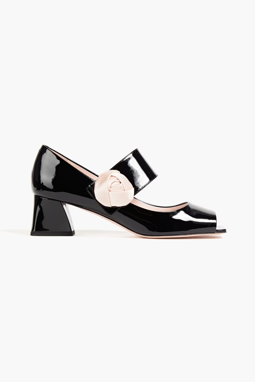 

Туфли из лакированной кожи с атласной отделкой Roger Vivier, черный