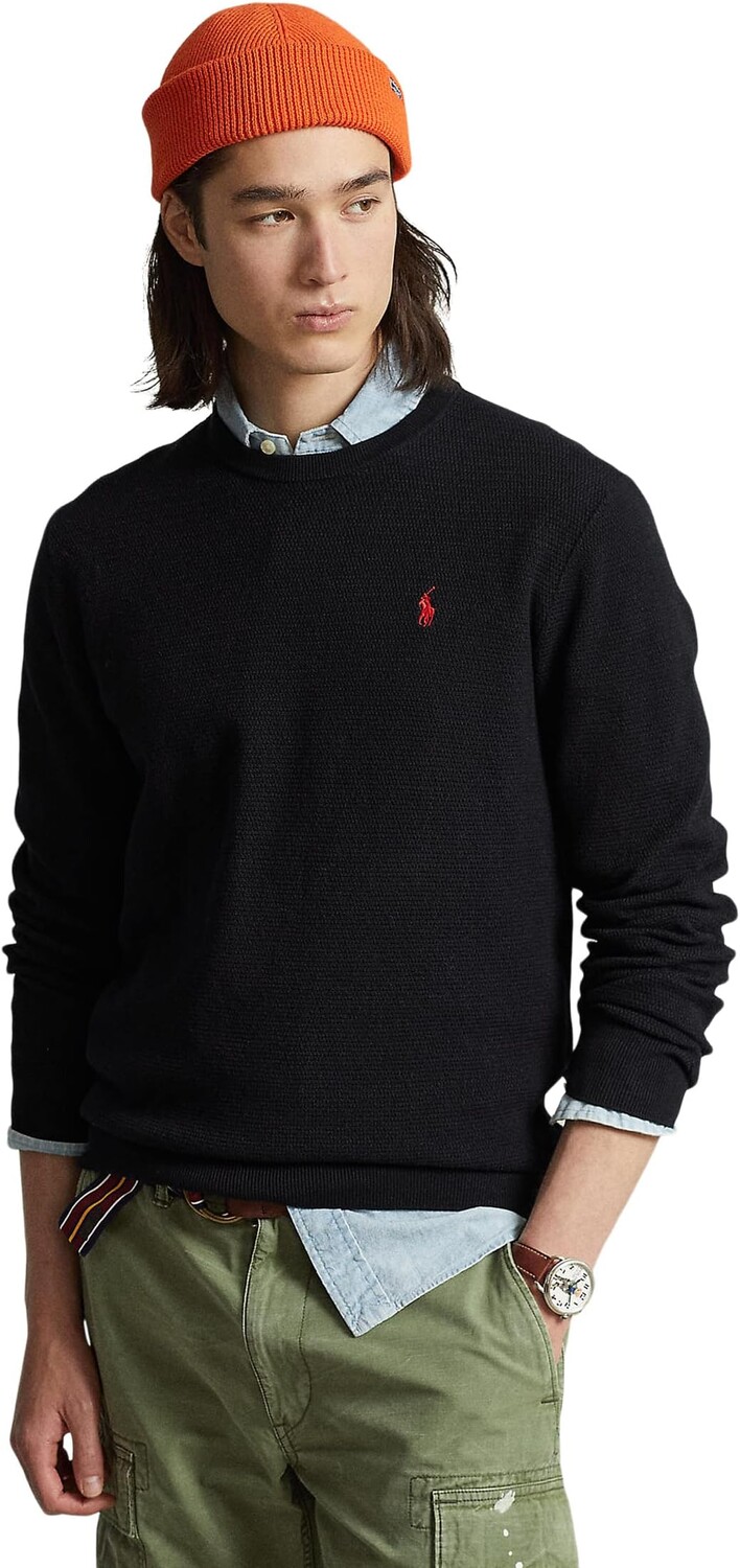

Хлопковый свитер фактурной вязки Polo Ralph Lauren, цвет Polo Black