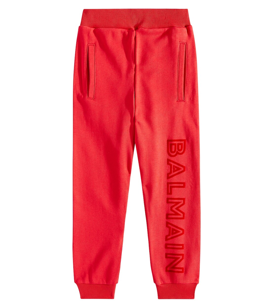 Хлопковые спортивные брюки с логотипом Balmain, красный