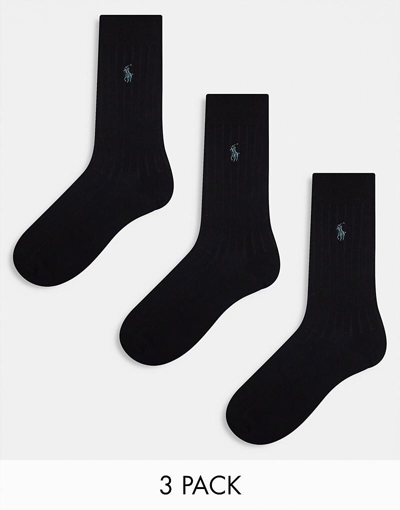 

Комплект из трех черных носков из египетского хлопка Polo Ralph Lauren