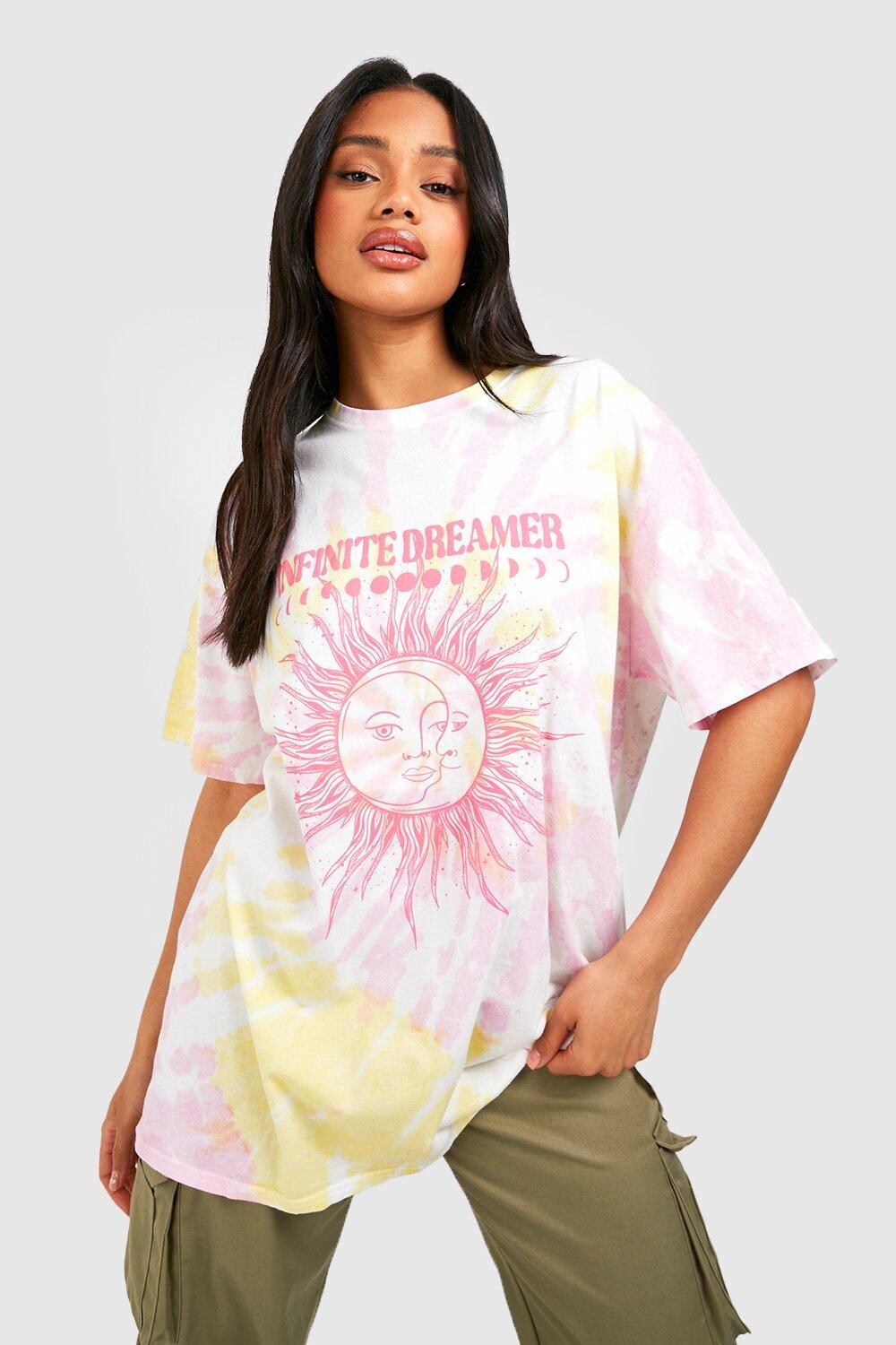

Футболка оверсайз celestial tie dye Boohoo, розовый