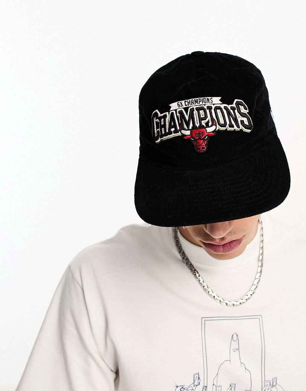Черная вельветовая кепка New Era Chicago Bulls Champions