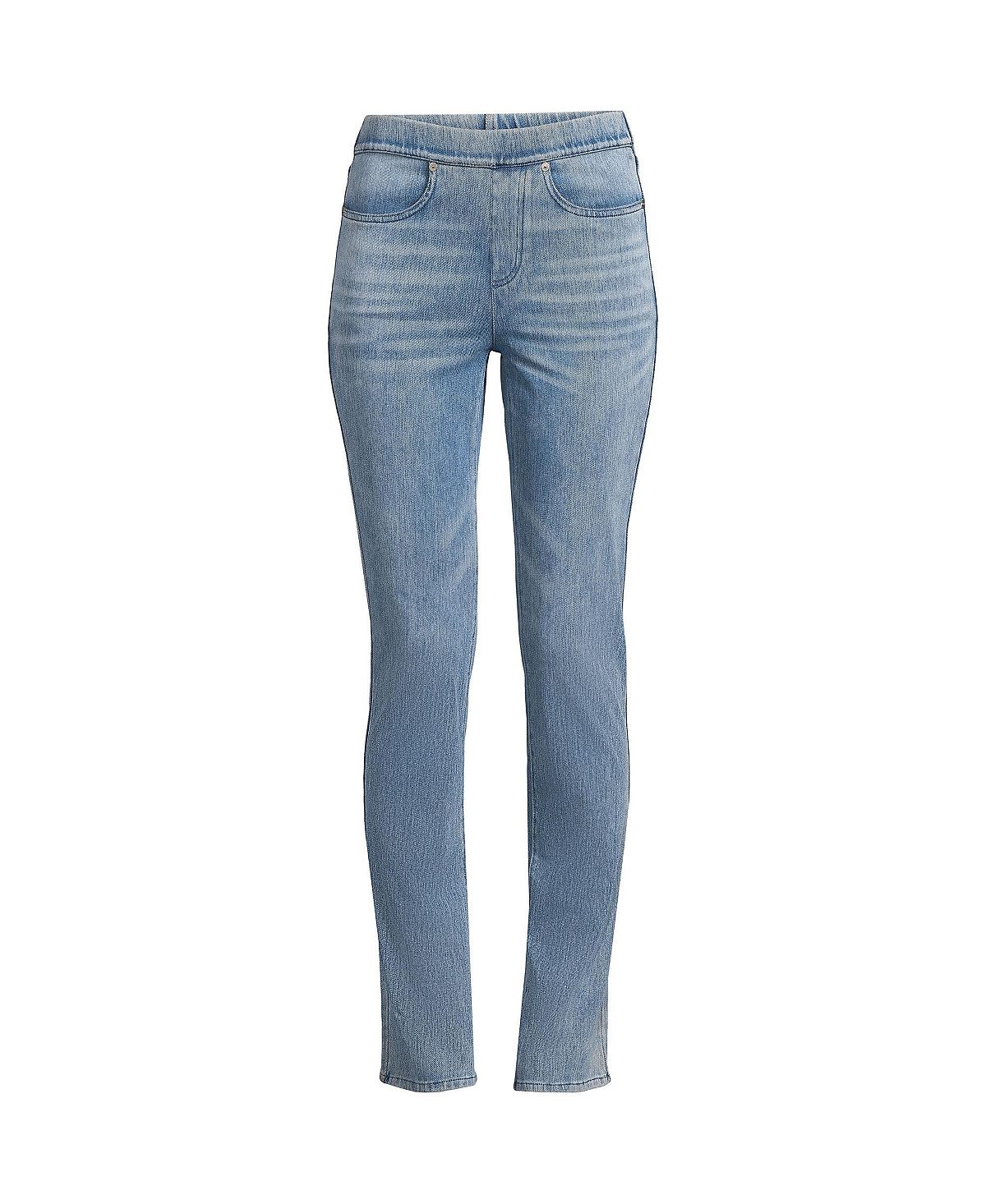 Женские прямые джинсы из трикотажного денима со средней посадкой и морской звездой Lands' End