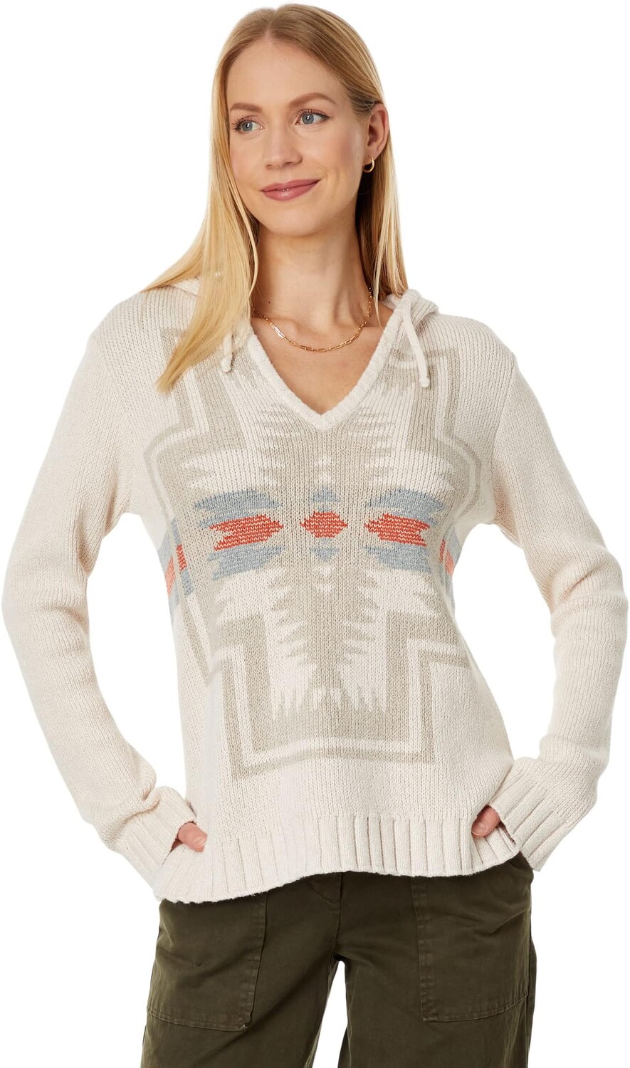 

Хлопковый пуловер с капюшоном Harding Pendleton, цвет Ivory Heather Multi