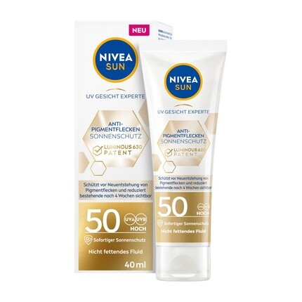 

Sun Uv Face Expert Солнцезащитный крем против пигментных пятен Luminous 630 SPF 50 40 мл, Nivea