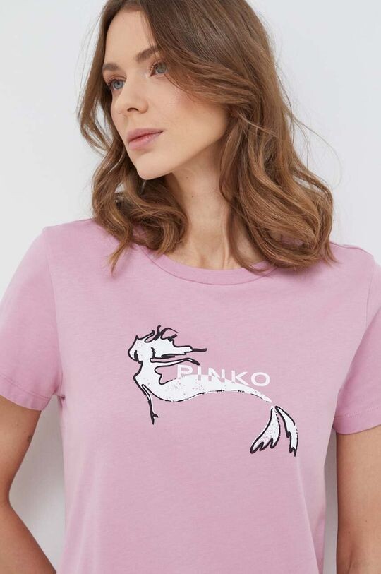 

Хлопковая футболка Pinko, розовый