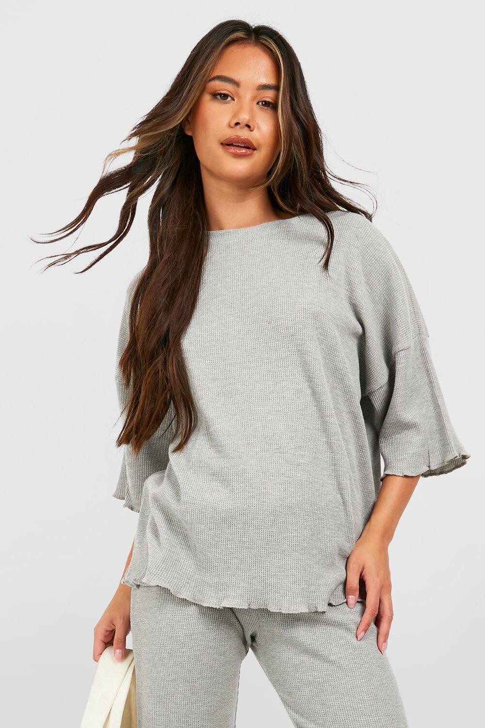 

Футболка оверсайз mix & match вафля Boohoo, серый