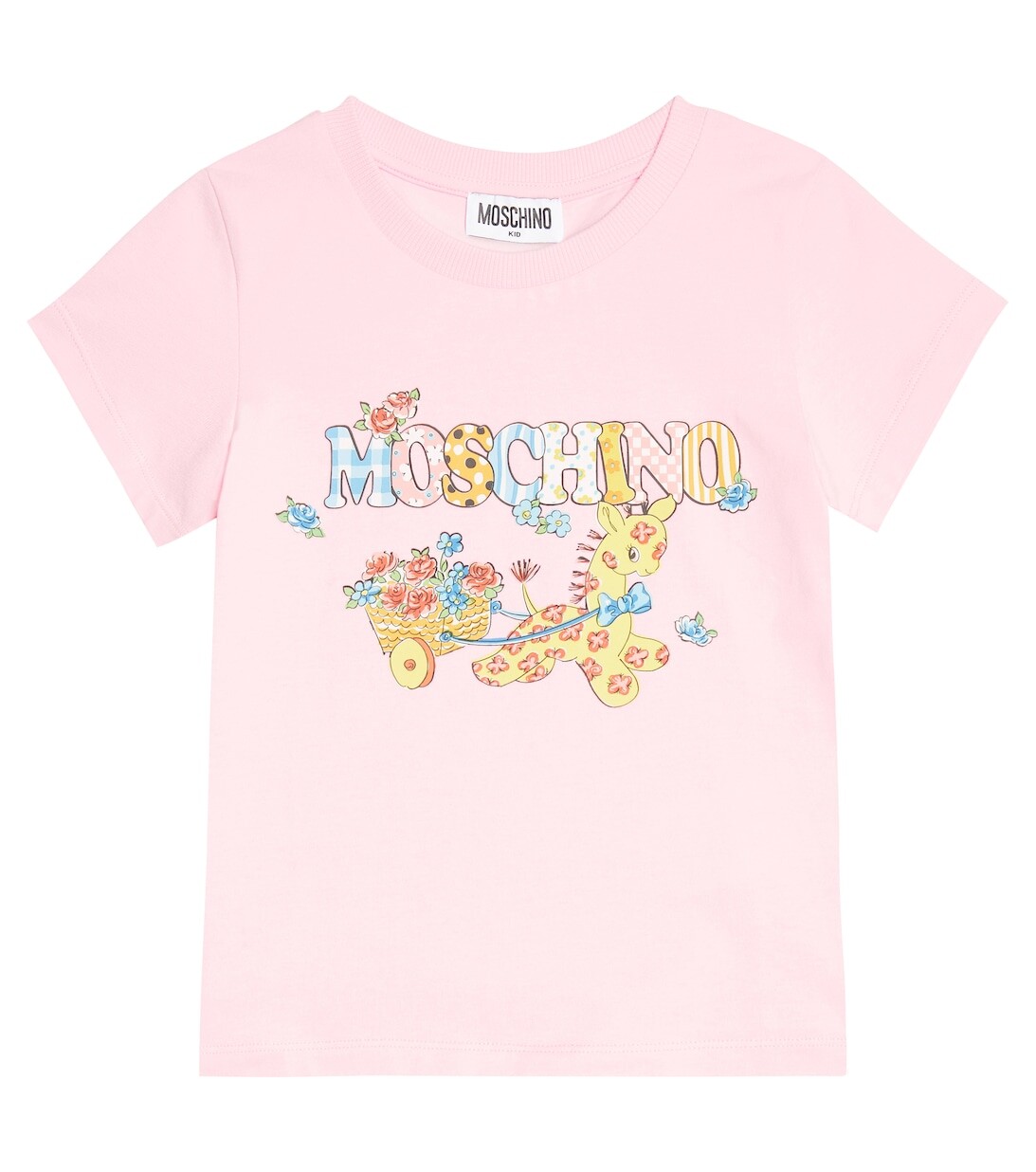 

Футболка из смесового хлопка с логотипом Moschino, розовый