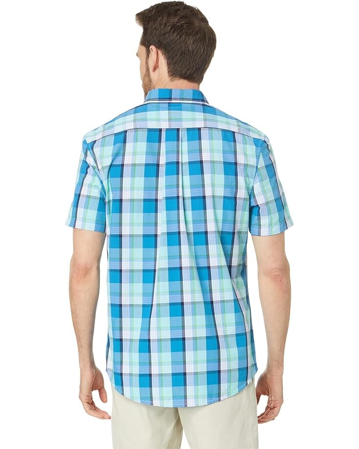 

Рубашка U.S. POLO ASSN. Short Sleeve Yarn-Dye Poplin Plaid Woven Shirt, цвет Super Sonic Blue