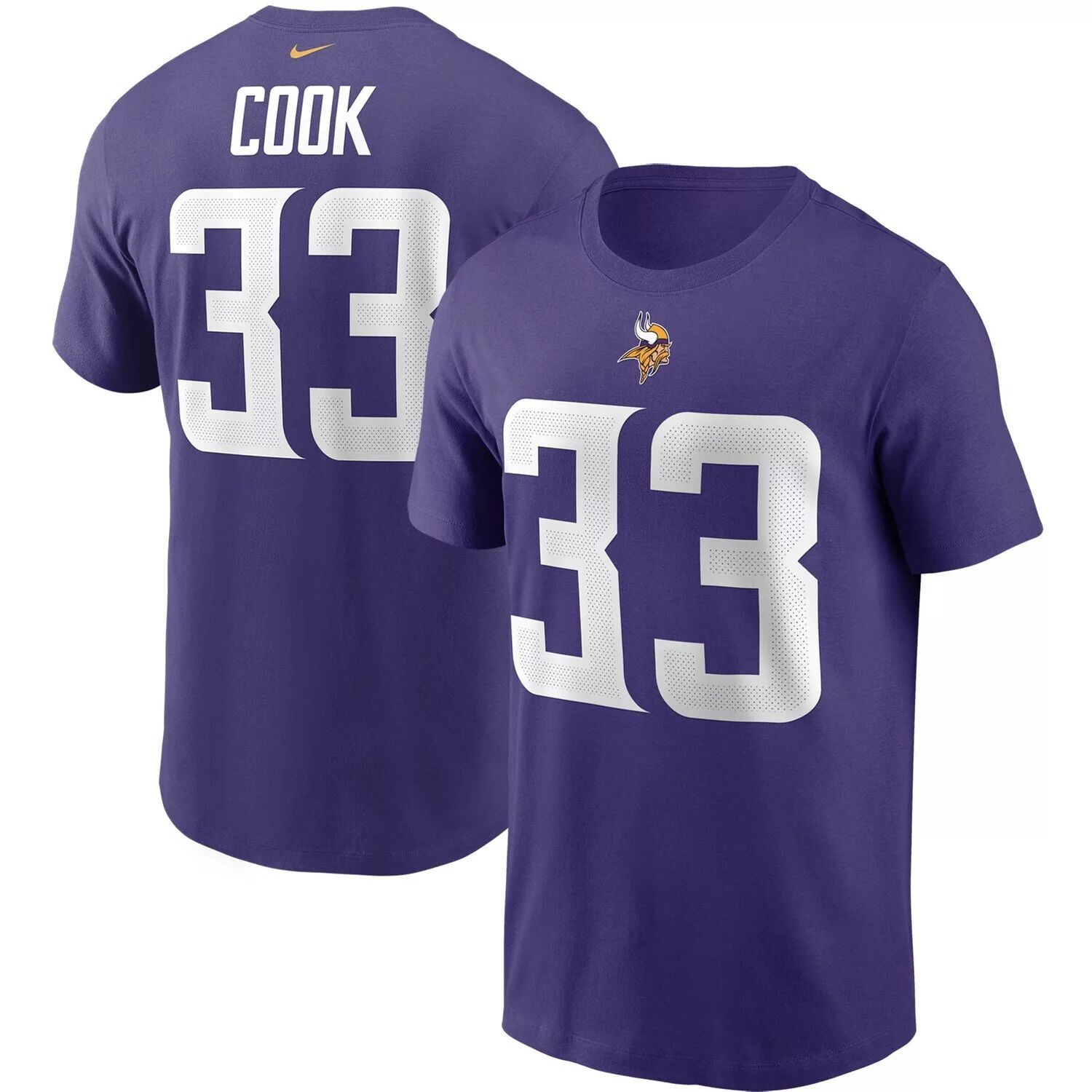 

Мужская фиолетовая футболка с именем и номером Dalvin Cook Minnesota Vikings Nike