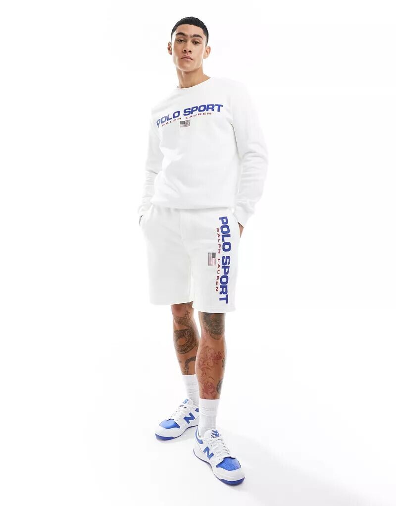 

Белые спортивные шорты с логотипом на штанинах Polo Ralph Lauren Sport Capsule