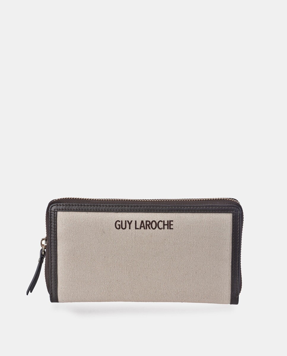 

Большой двухцветный кошелек из ткани и кожи на молнии Guy Laroche, мультиколор