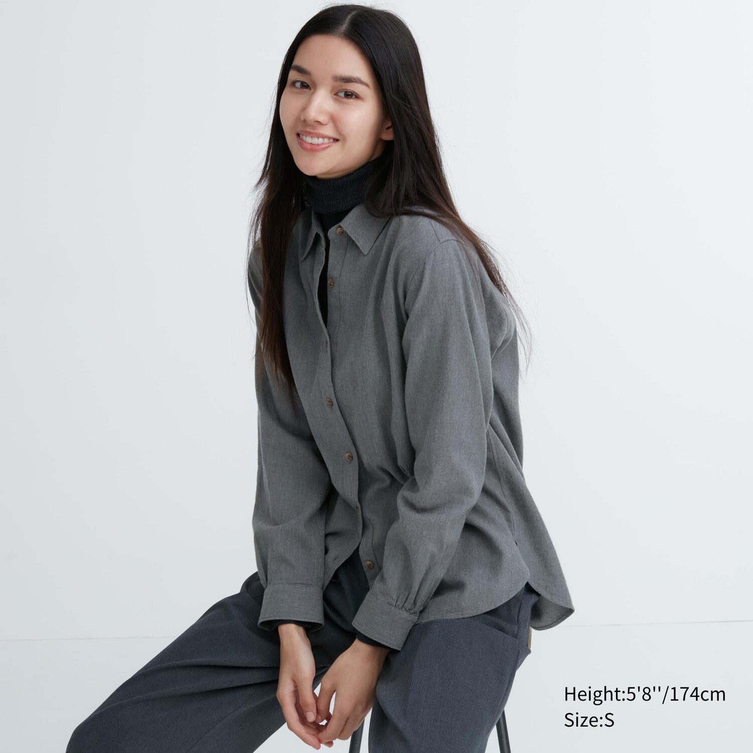 

Мягкая рубашка с начетом UNIQLO, серый