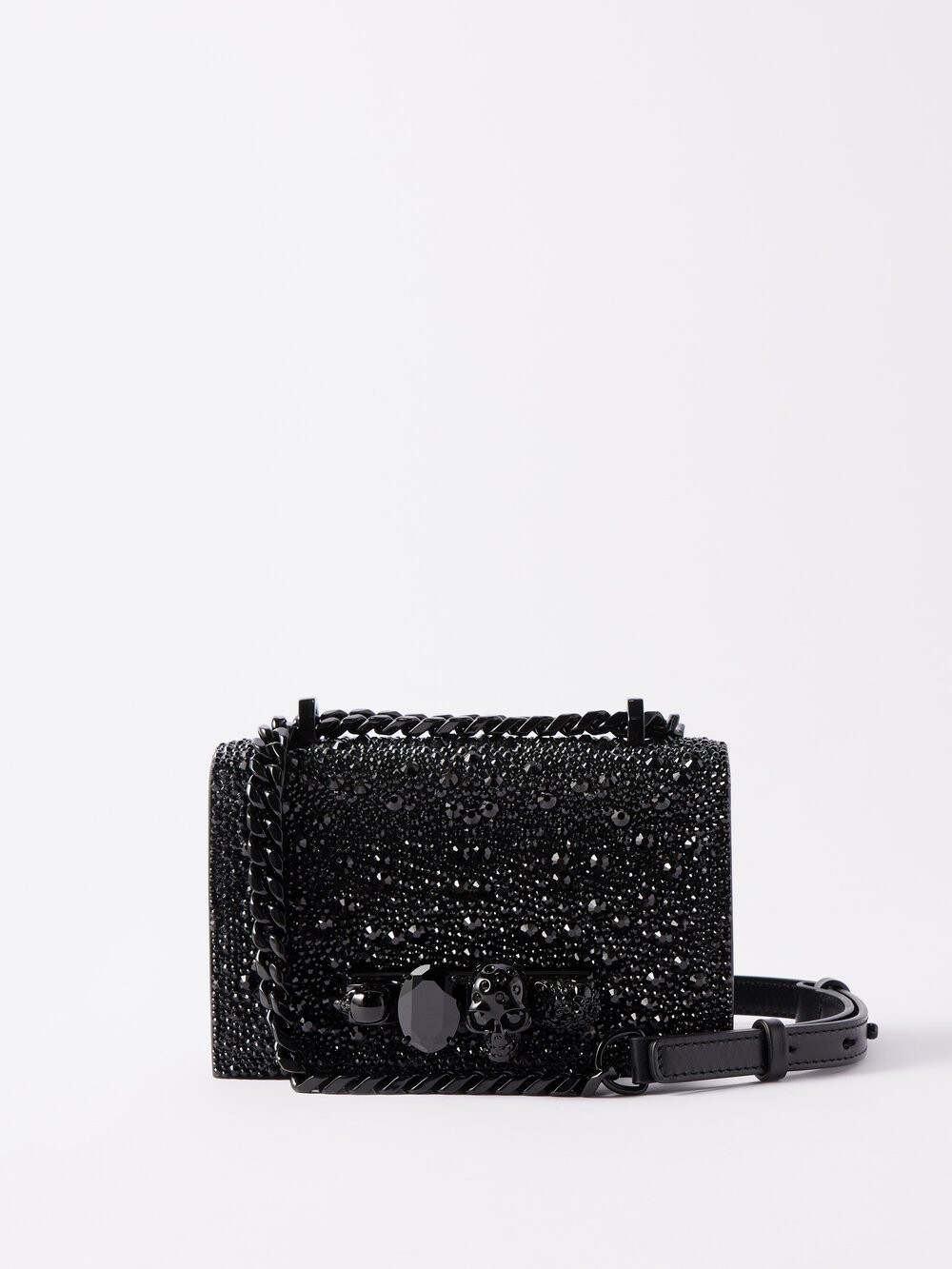 

Кожаная сумка через плечо knuckle с кристаллами Alexander McQueen, черный