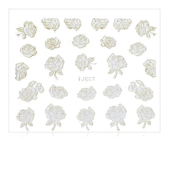 

Наклейки 3D Flowers, TJ007 белый с золотой каймой MollyLac, Molly Lac