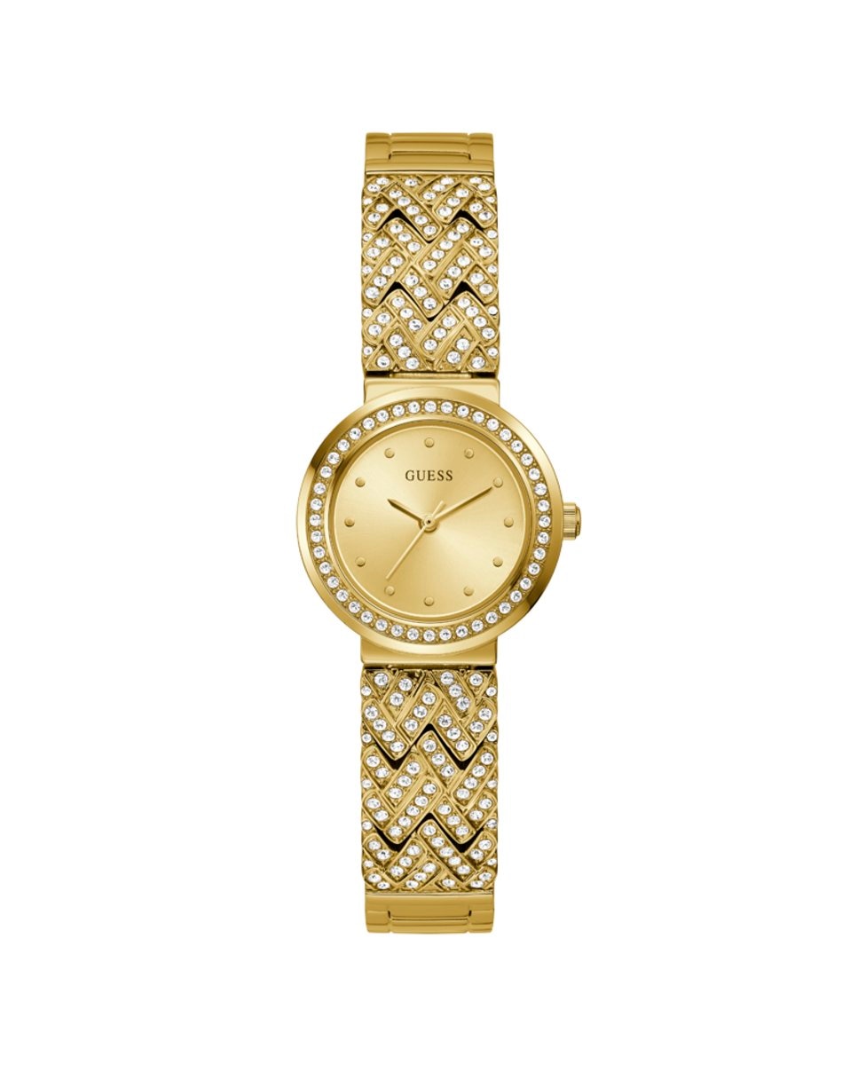 цена Женские часы Treasure GW0476L2 со стальным и золотым блестящим ремешком Guess, золотой