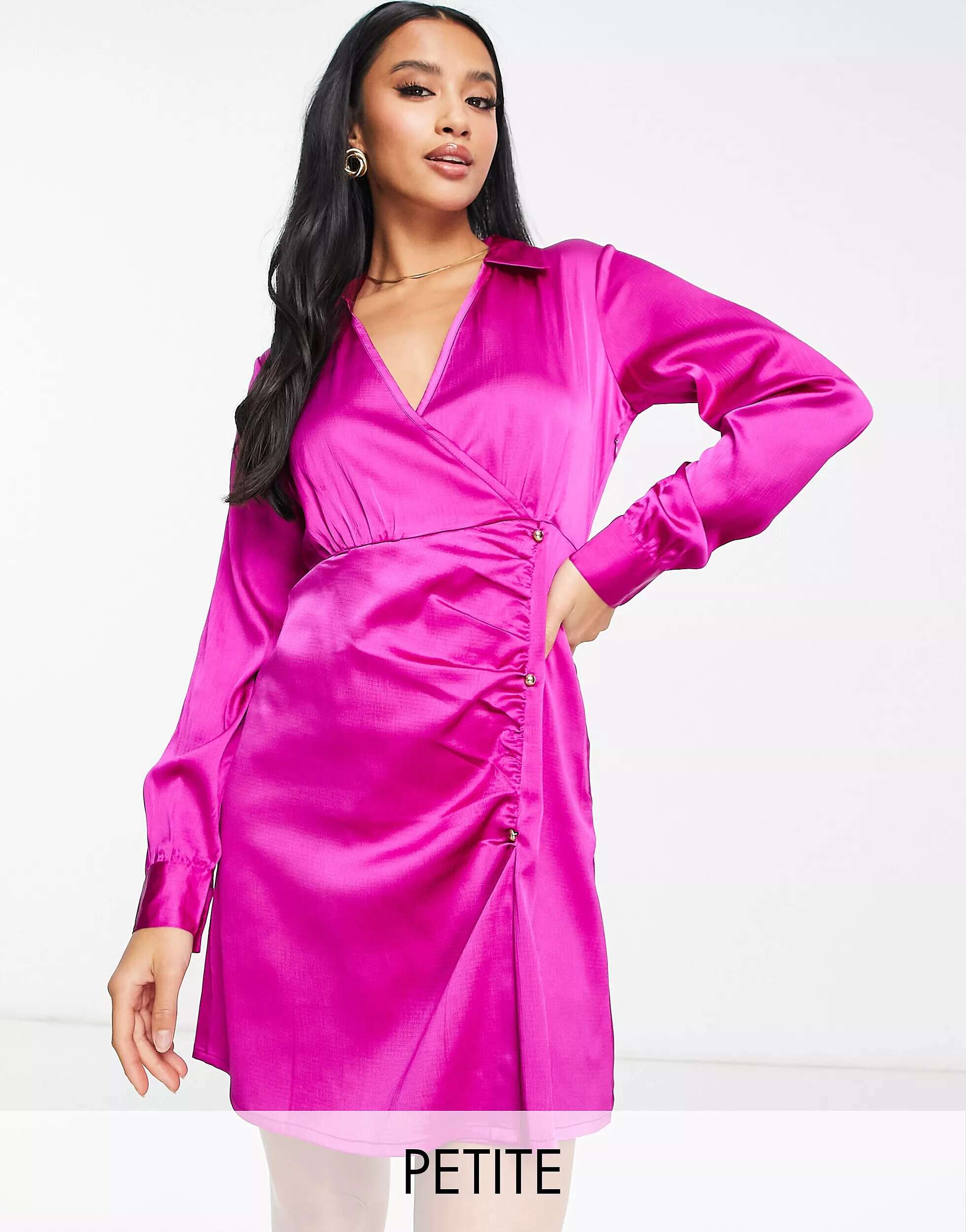 Ярко-розовое платье-рубашка с завязкой по бокам New Look