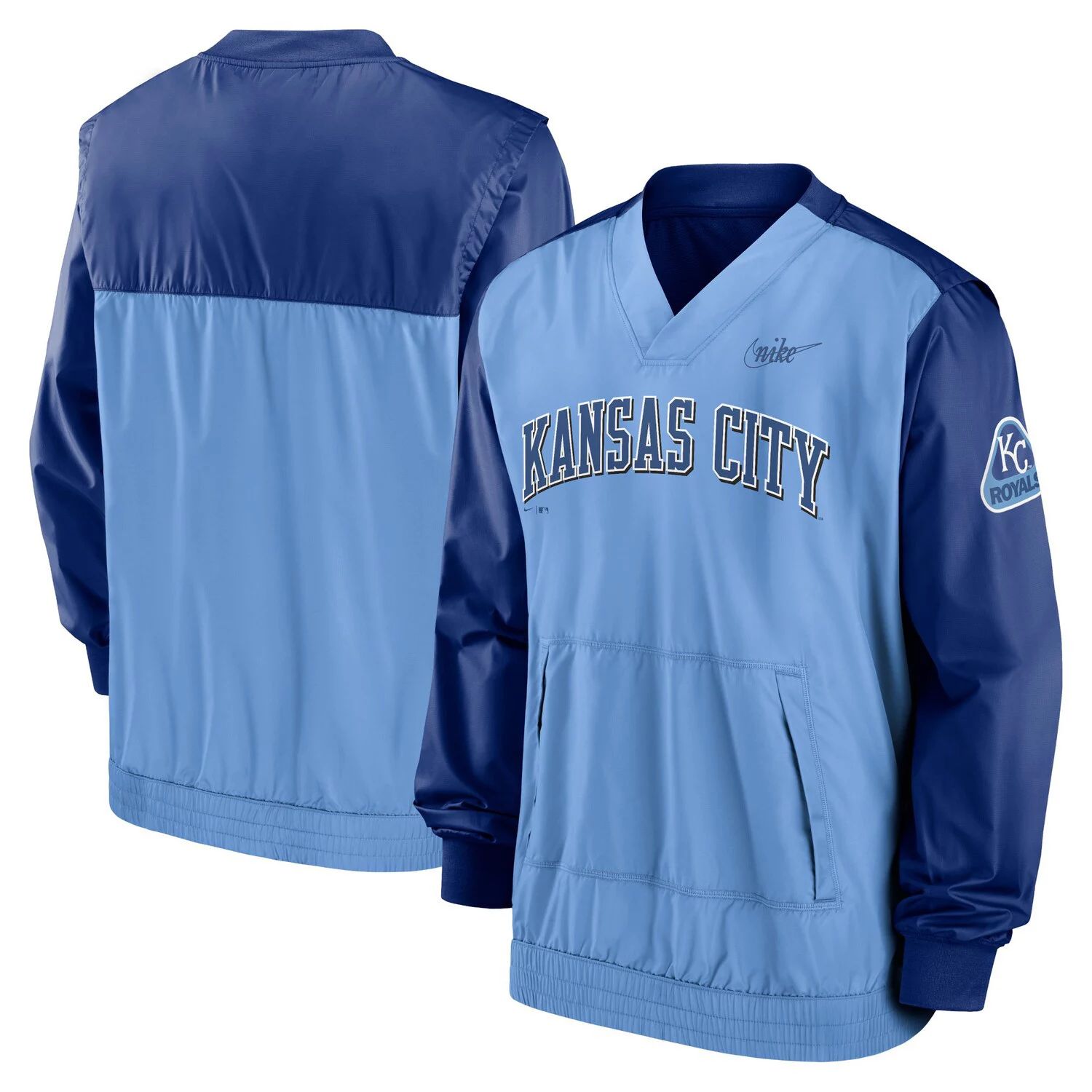 

Мужской голубой/королевский пуловер с v-образным вырезом Kansas City Royals Cooperstown Collection Nike, Синий