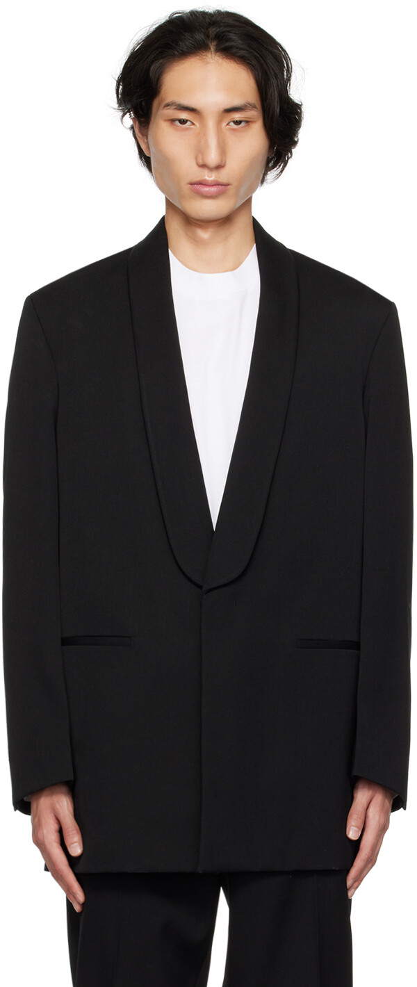 

Черный пиджак с отворотами и шалью Jil Sander