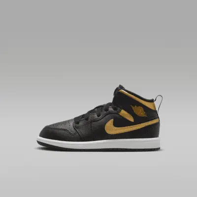 

Кроссовки Jordan 1 Mid, цвет Black/White/Metallic Gold