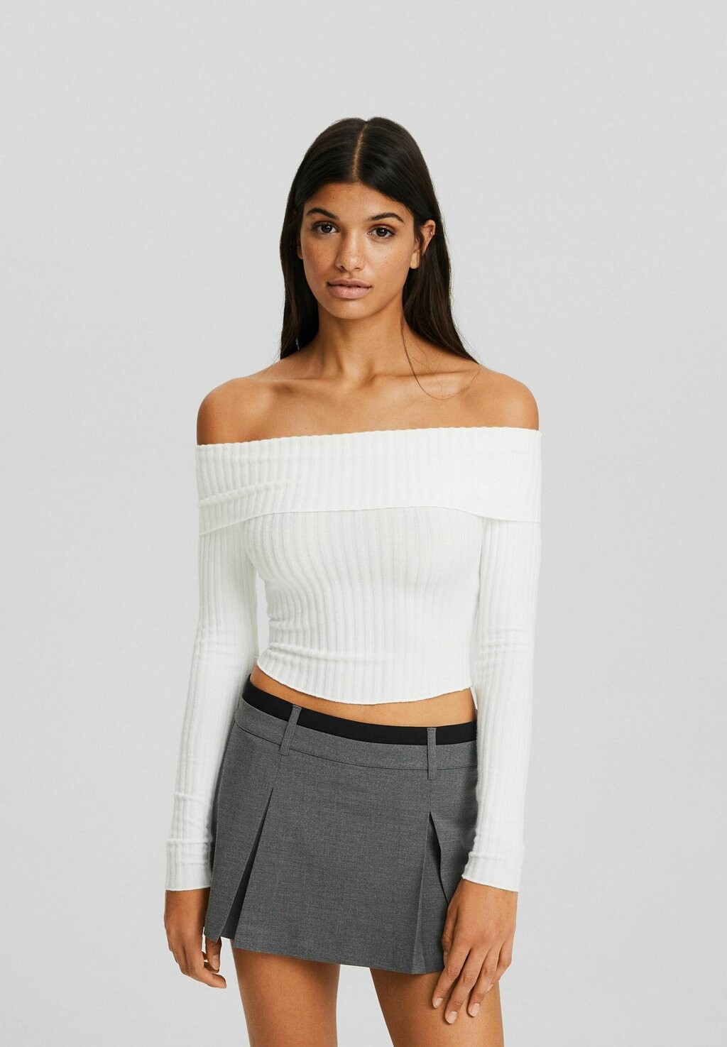 

Свитер With Bardot Neckline Bershka, белый
