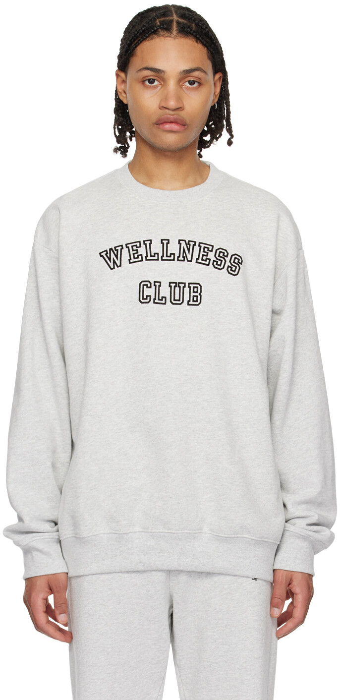 

Серый свитшот с надписью Wellness Club Sporty & Rich