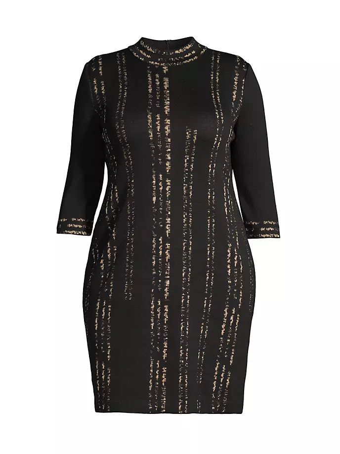 Вязаное платье-водолазка с эффектом металлик Ming Wang, Plus Size, цвет black gold