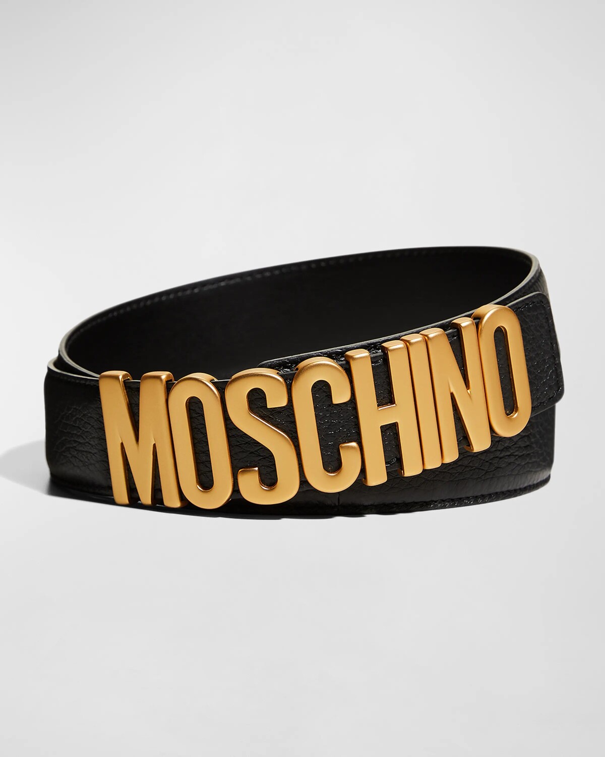 

Мужской кожаный ремень с логотипом Moschino, цвет Black