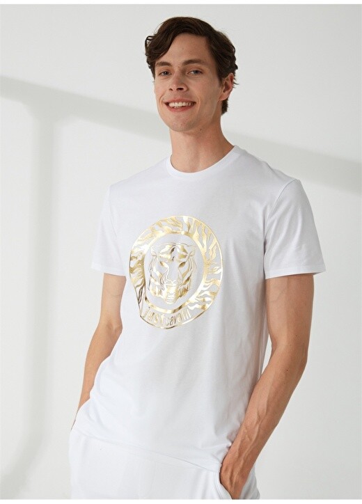 

Белая мужская футболка с круглым вырезом Just Cavalli, Белый