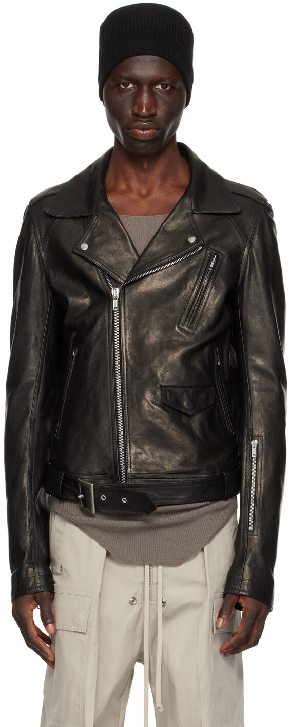 

Черный - Кожаная куртка Lukes Stooges Rick Owens, цвет Black