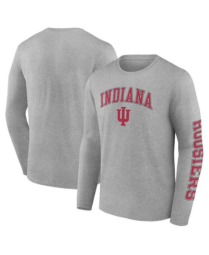 

Мужская футболка с длинными рукавами и фирменным логотипом Heather Grey Indiana Hoosiers с рваной аркой и логотипом Fanatics, серый