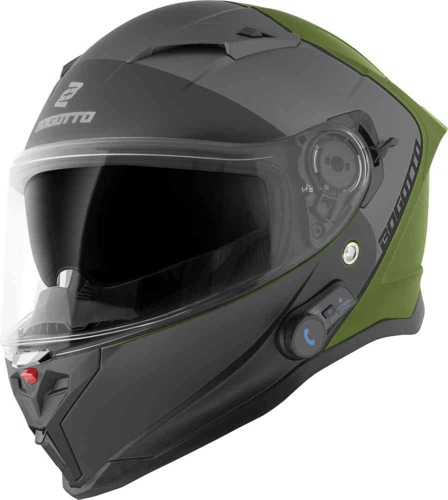 H153 BT SPN Bluetooth-шлем Bogotto, черный матовый/зеленый визор bogotto b st