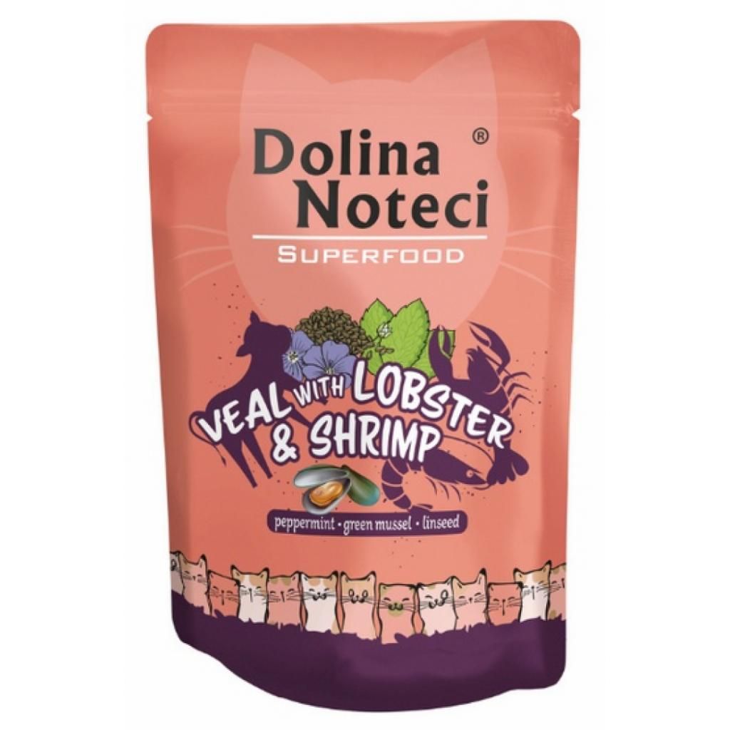 

Влажный корм для кошек Dolina Noteci Superfood Cielęcina, Homar i Krewetki, 85 гр