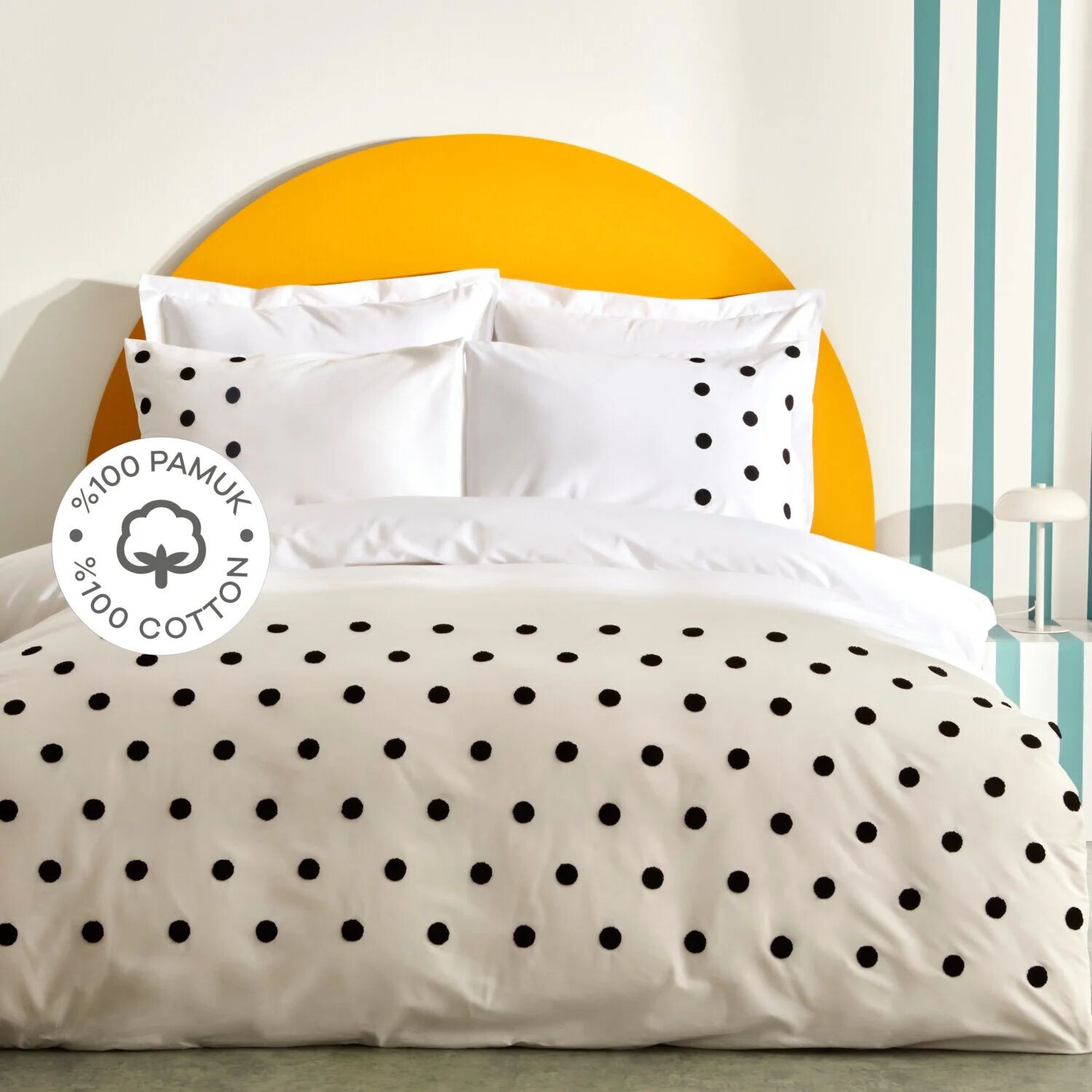 

Комплект постельного белья Karaca Home Dots из 100 % хлопка, белый