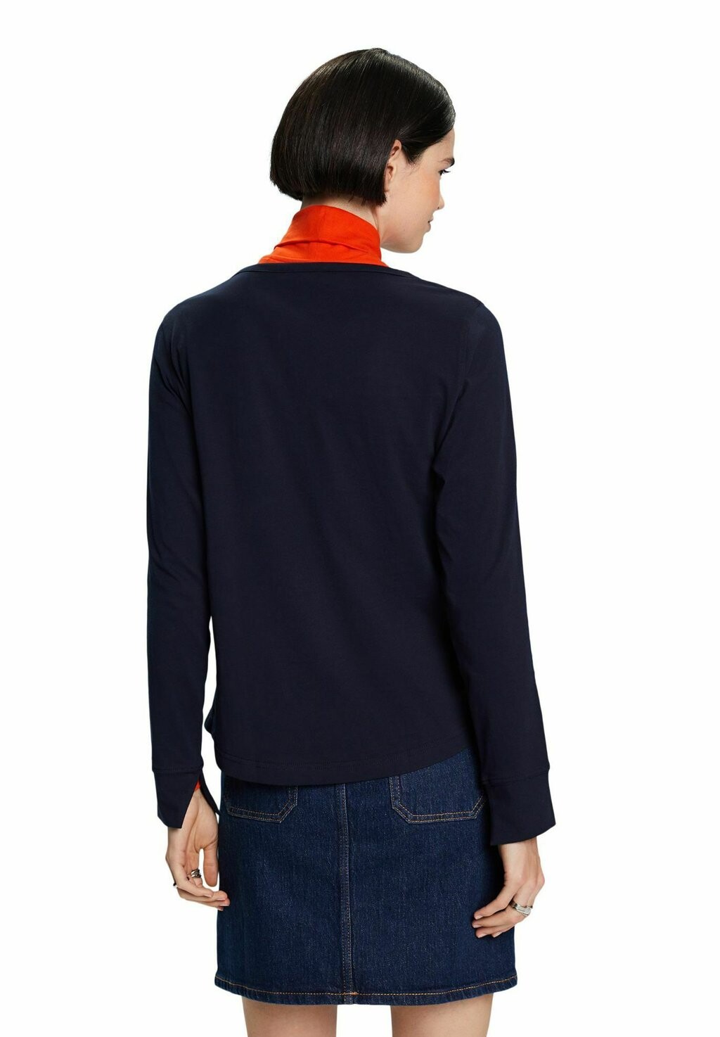 

Футболка с длинным рукавом Esprit, темно-синяя, Синий