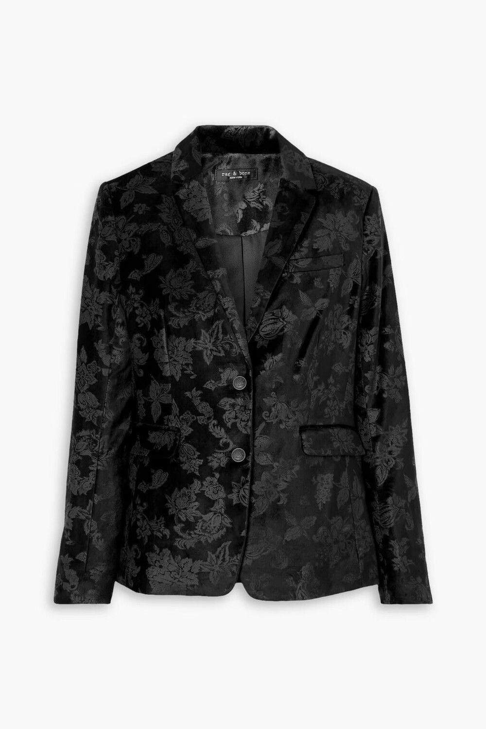 

Бархатный пиджак с цветочным принтом Razor Rag & Bone, черный