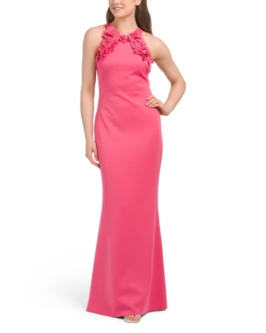 

Платье с бретелькой на бретельках с 3d аппликацией Badgley Mischka, цвет Rose