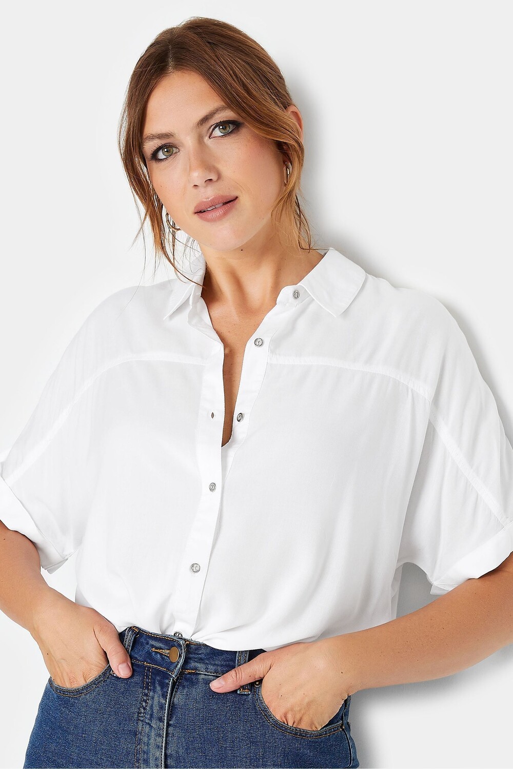 

Джинсовая рубашка с короткими рукавами Long Tall Sally, белый