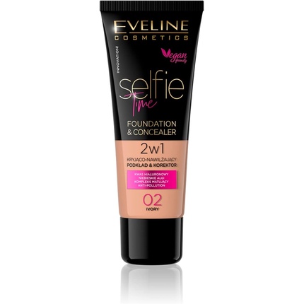 Eveline Cosmetics Selfie Time Покрывающая и увлажняющая основа и консилер 2-в-1 30 мл № 02 Слоновая кость Миндаль