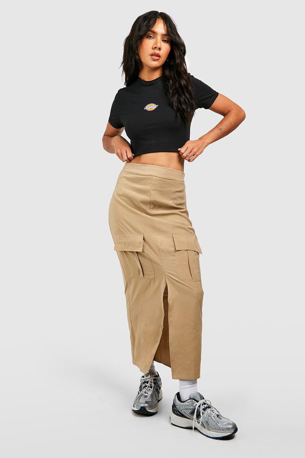 

Юбка-грузовая передняя юбка soft touch с разделками Boohoo, серый