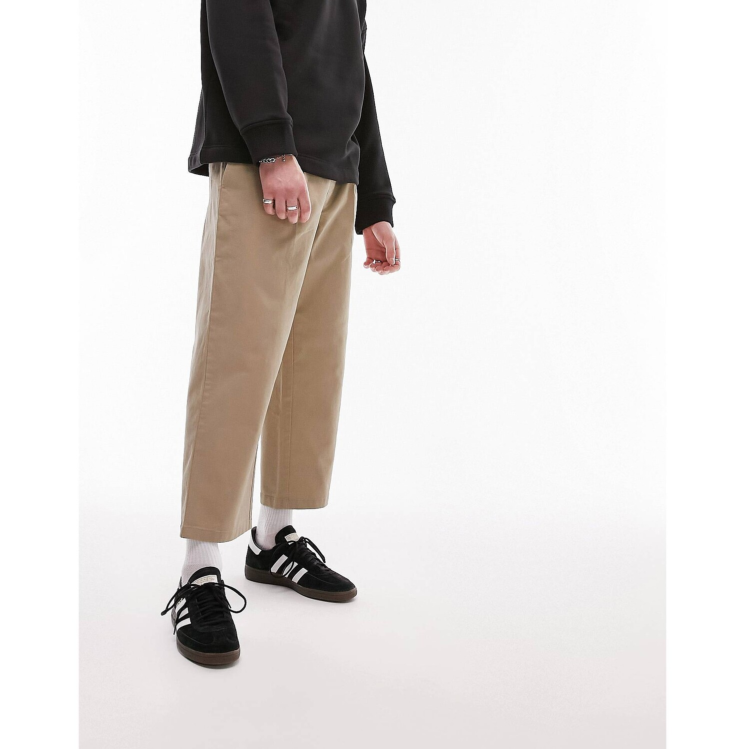 

Широкие укороченные брюки чинос Topman с эффектом камня